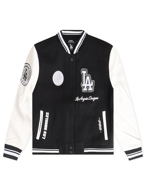 Pro Standard Dodgers Pearls Rib Wool Varsity Jacket - Black/White