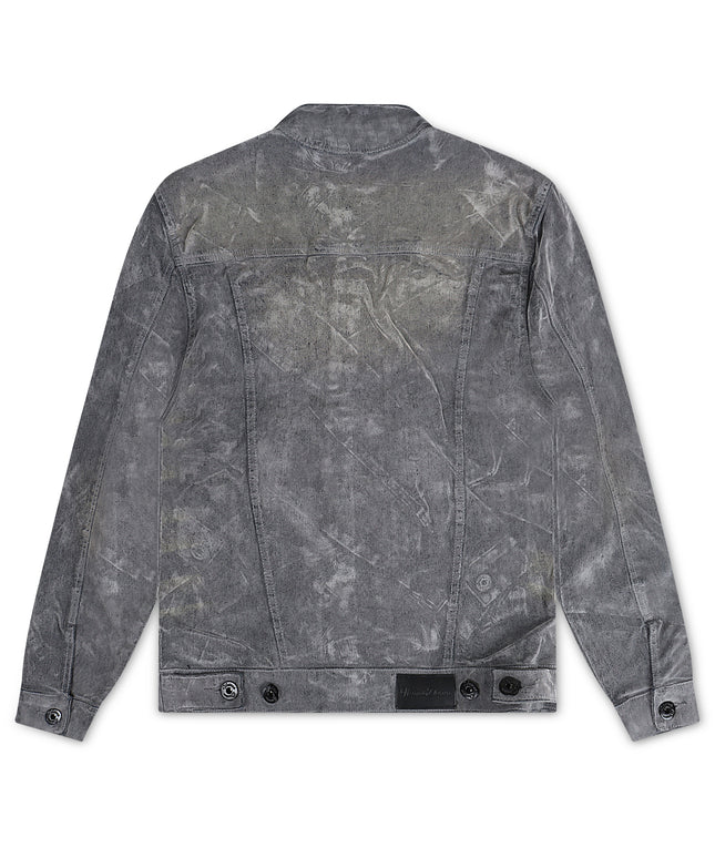 Vicious Denim Velvet Coated Denim Jacket - Grey