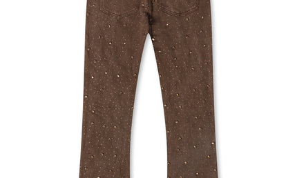 Rebel Denim Diamond Stacked Sweatpants - Brown - denim exchange