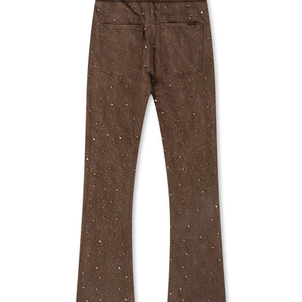 Rebel Denim Diamond Stacked Sweatpants - Brown - denim exchange