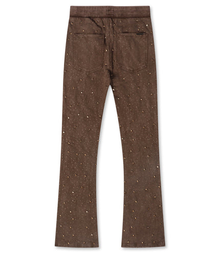 Rebel Denim Diamond Stacked Sweatpants - Brown