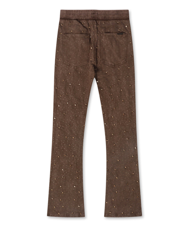 Rebel Denim Diamond Stacked Sweatpants - Brown