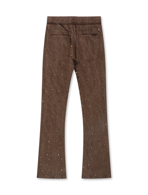 Rebel Denim Diamond Stacked Sweatpants - Brown - denim exchange