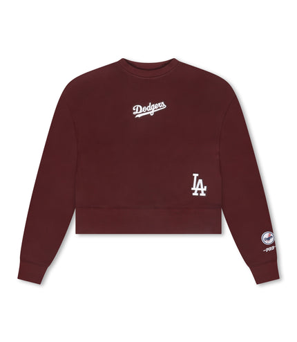 Pro Standard Womens LA Dodgers Cropped Wingspan Crewneck - Wine