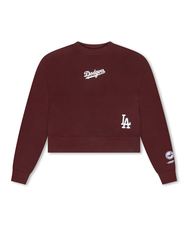 Pro Standard Womens LA Dodgers Cropped Wingspan Crewneck - Wine