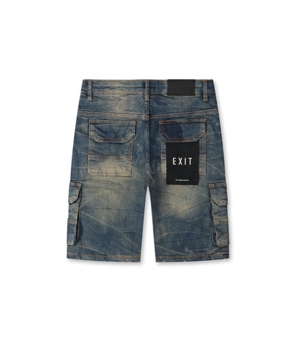 Exit Apparel Cargo Denim Shorts - Blue