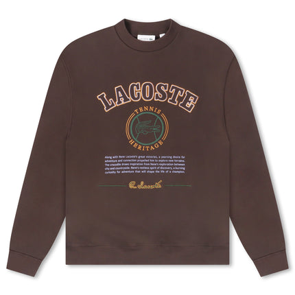 Lacoste Embroidered Shield Fleece Sweatshirt - Brown