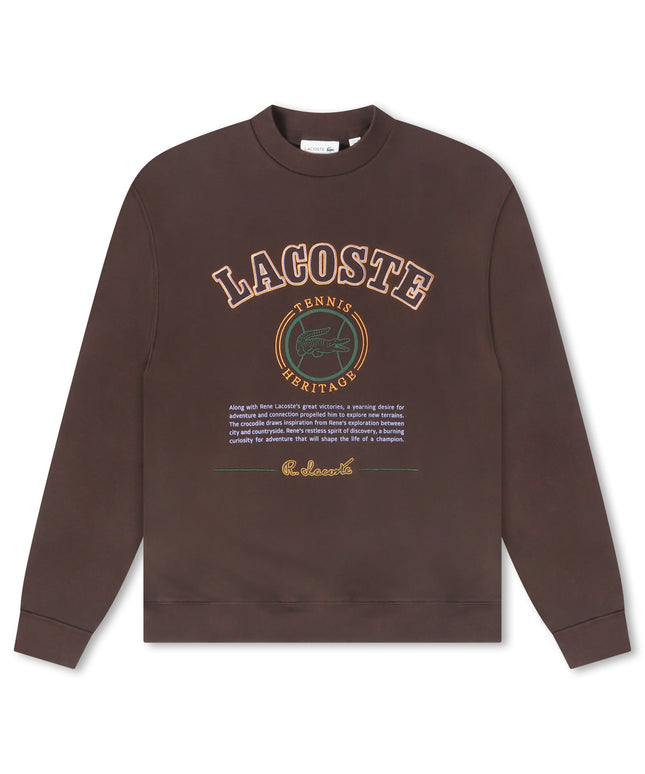 Lacoste Embroidered Shield Fleece Sweatshirt - Brown