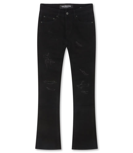 Valabasas Driftwood Stacked Denim Jean - Jet Black