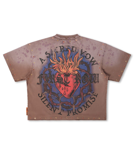 First Row Silent Promise Cropped Tee - Cafe