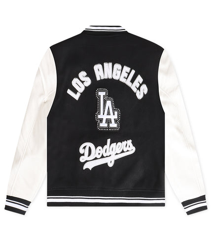 Pro Standard Dodgers Pearls Rib Wool Varsity Jacket - Black/White