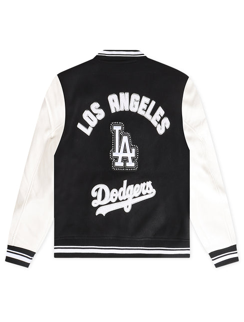 Pro Standard Dodgers Pearls Rib Wool Varsity Jacket - Black/White