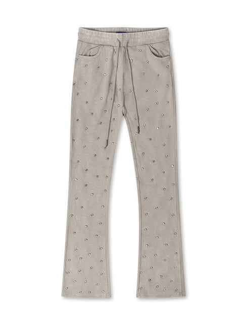 Rebel Denim Diamond Stacked Sweatpants - Grey - denim exchange