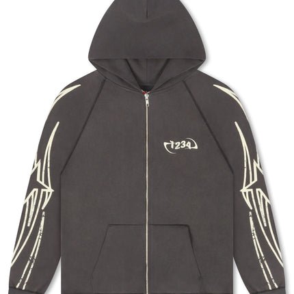 BLDG4 Streak Zip-up Hoodie - Charcoal Art