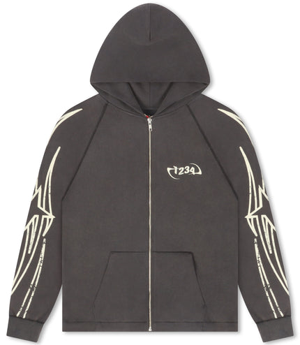 BLDG4 Streak Zip-up Hoodie - Charcoal Art