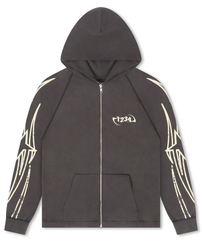 BLDG4 Streak Zip-up Hoodie - Charcoal Art