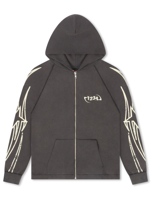 BLDG4 Streak Zip-up Hoodie - Charcoal Art
