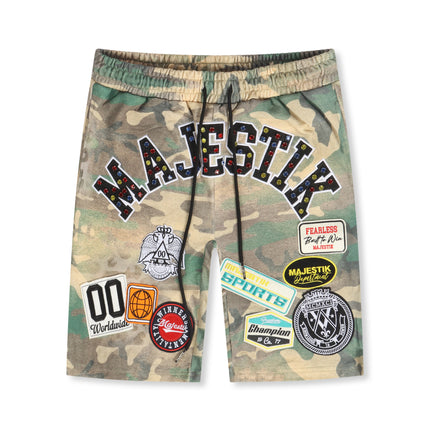Majestik Pique Cut and Patch Shorts - Olive Camo