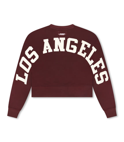 Pro Standard Womens LA Dodgers Cropped Wingspan Crewneck - Wine