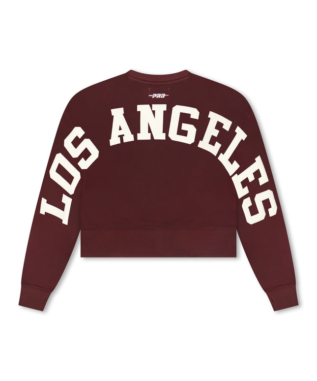 Pro Standard Womens LA Dodgers Cropped Wingspan Crewneck - Wine