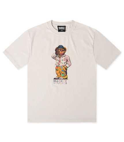 Market Studios Folk Fitted Bear Tee - Unbleached Cotton