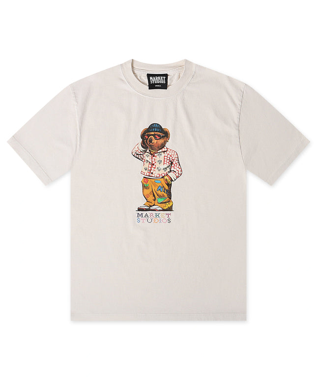 Market Studios Folk Fitted Bear Tee - Unbleached Cotton