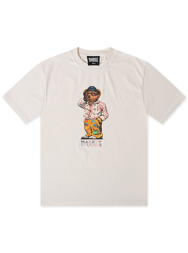 Market Studios Folk Fitted Bear Tee - Unbleached Cotton - denim exchange