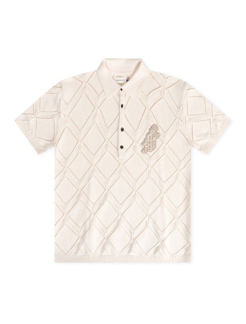 Honor The Gift Diamond Knit Polo- Cream