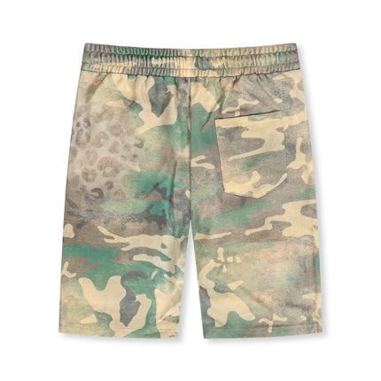 Majestik Pique Cut and Patch Shorts - Olive Camo