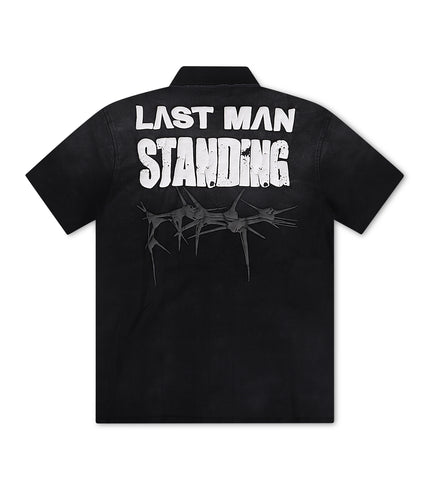 Aologne Left Standing Stretch Button Up Shirt - Black