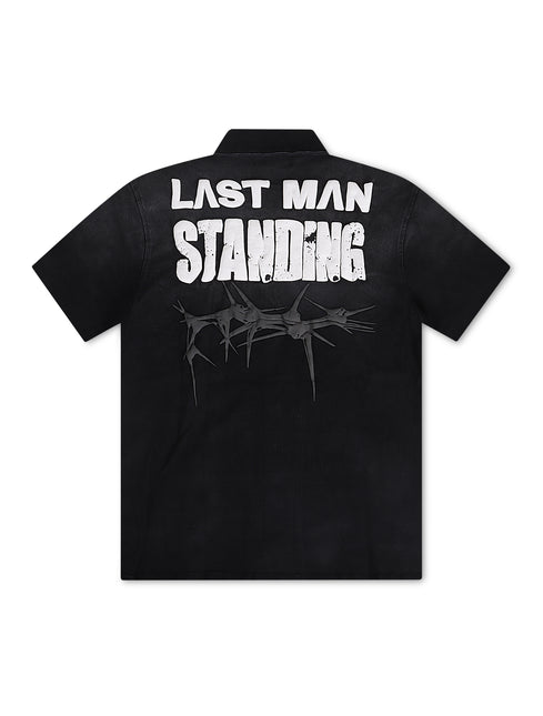 Aologne Left Standing Stretch Button Up Shirt - Black