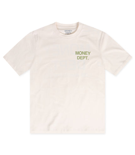 Money Dept. Los Angeles Heavyweight Tee - Cream/Lime Green