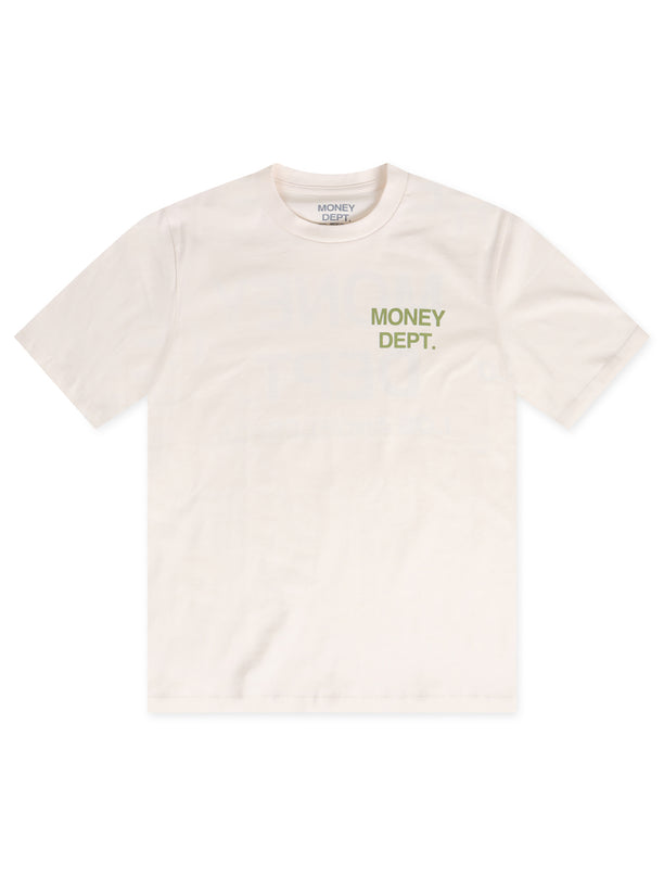 Money Dept. Los Angeles Heavyweight Tee - Cream/Lime Green