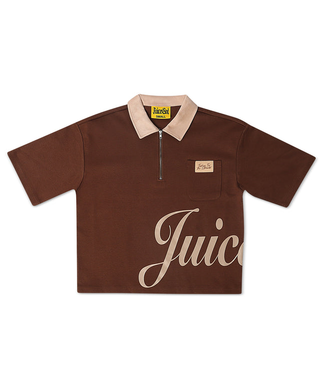 Juice God Clothing Quarter Zip Polo - Brown