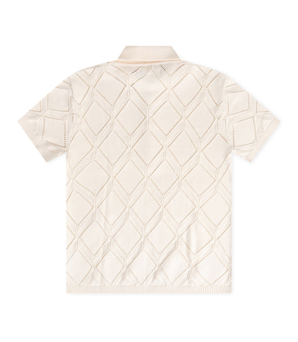 Honor The Gift Diamond Knit Polo- Cream