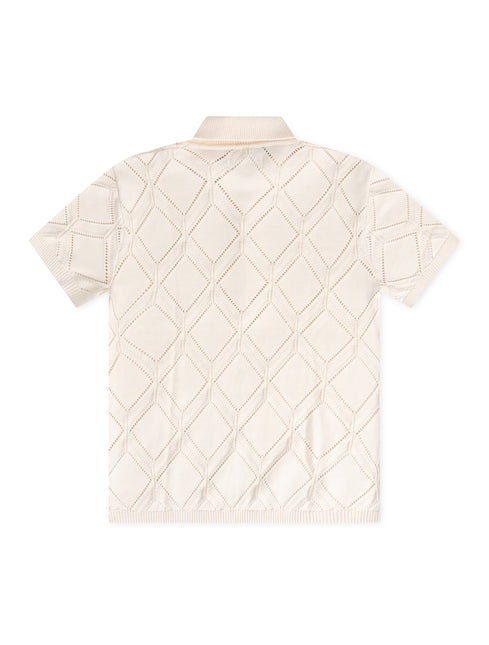 Honor The Gift Diamond Knit Polo- Cream