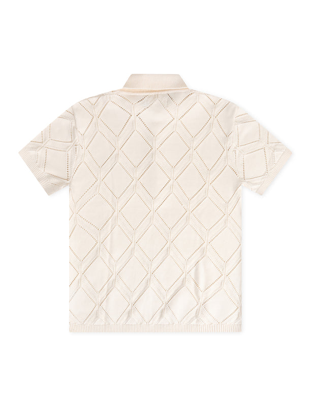 Honor The Gift Diamond Knit Polo- Cream