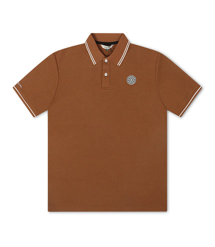 Malbon Fairway Applique Pique Polo - British Tan