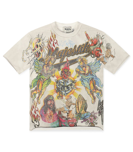 Majestik Heavenly Warriors French Terry Tee – Off White