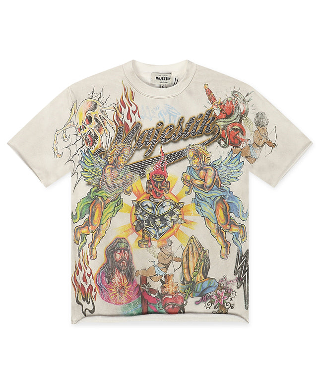 Majestik Heavenly Warriors French Terry Tee – Off White