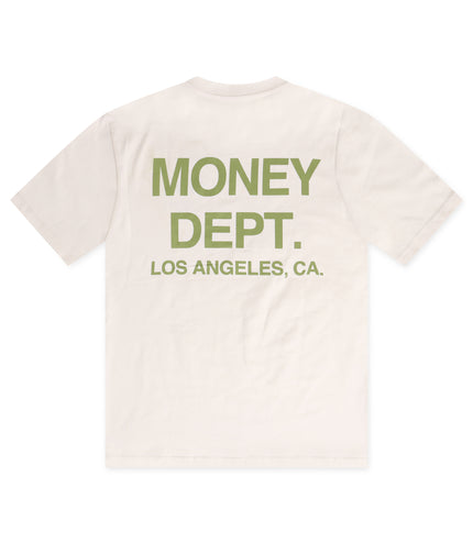 Money Dept. Los Angeles Heavyweight Tee - Cream/Lime Green