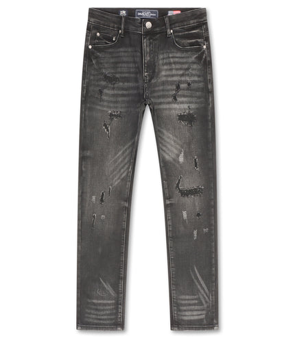 Damati  Distressed Slim Fit Stretch Jeans - Light Grey