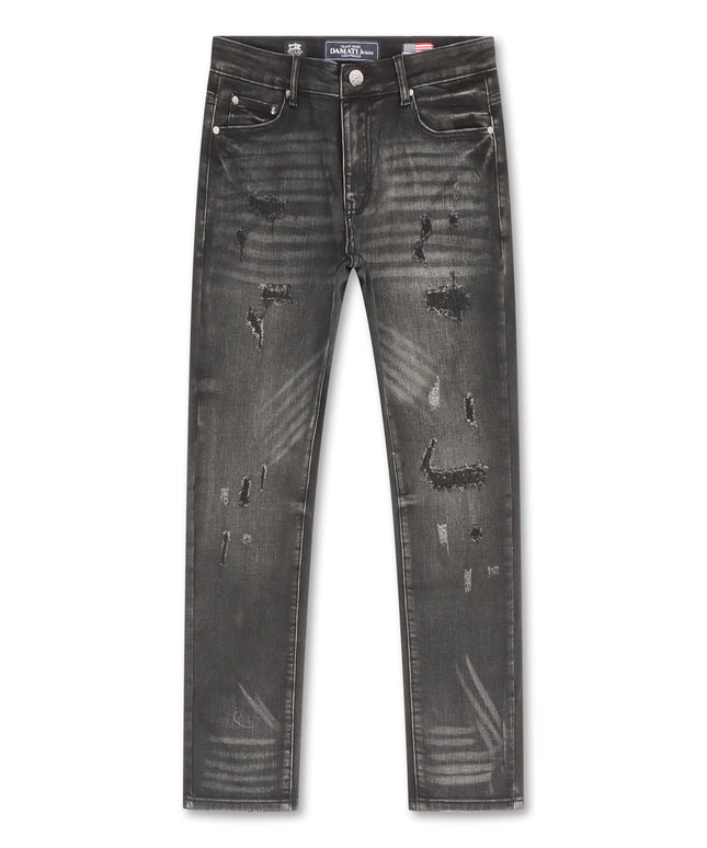 Damati  Distressed Slim Fit Stretch Jeans - Light Grey