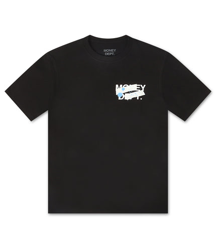 Money Dept. Tape Logo Tee - Black/Blue