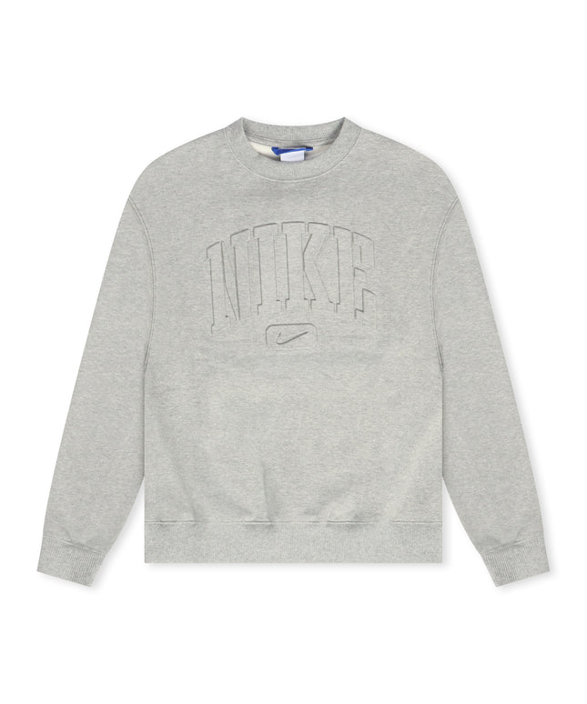 Nike Womens Studio Fleece Embossed Crewneck - Heather Grey