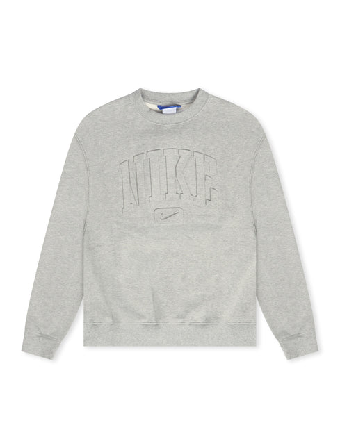 Nike Womens Studio Fleece Embossed Crewneck - Heather Grey
