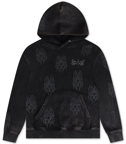 Smoke Rise Rhinestone All Over Print Hoodie - Black