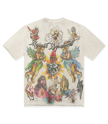 Majestik Heavenly Warriors French Terry Tee – Off White