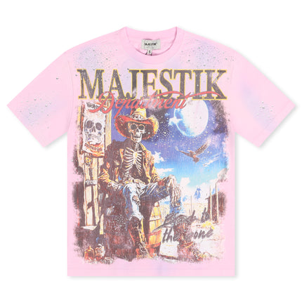 Majestik Department Skeleton Cowboy Graphic Tee – Light Purple