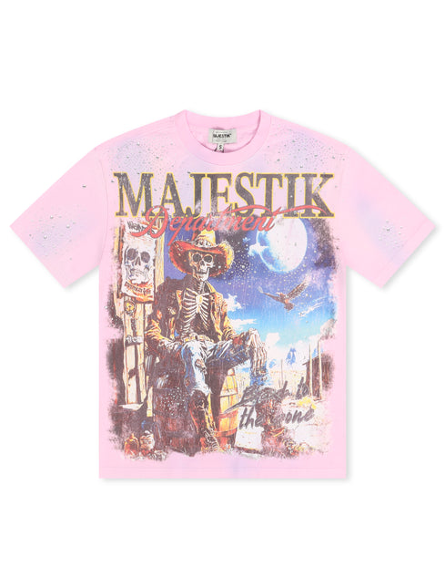 Majestik Department Skeleton Cowboy Graphic Tee – Light Purple